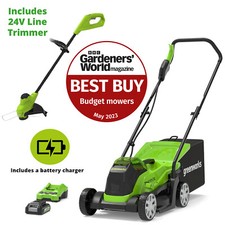 Greenworks 24V 33cm Lawn Mower with Line Trimmer GD24LM33LT25