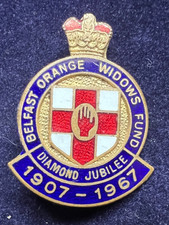 BELFAST (NORTHERN IRELAND) ORANGE WIDOWS FUND DIAMOND JUBILEE PIN BADGE VINTAGE