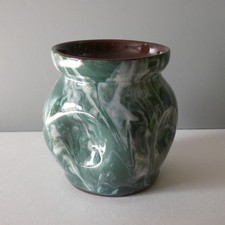 Vintage Schofield Art Studio Pottery Bud Vase Dimples Green Marble Glaze