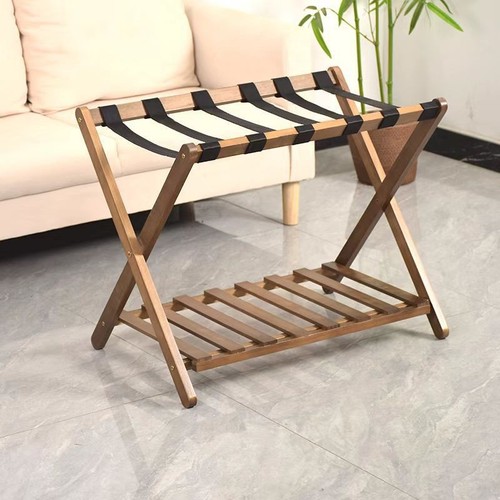 Folding bamboo luggage rack - folding,