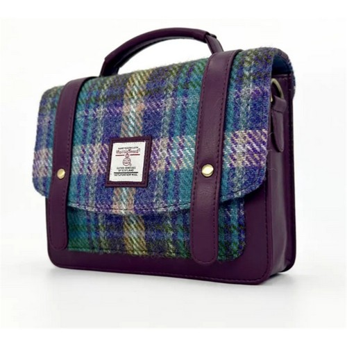 Harris tweed and - leather, green
