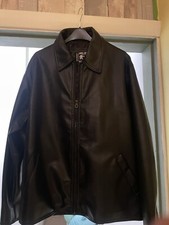 Mens Medium Linea Firenze Italian Faux Leather Jacket Black Unworn Zip Pockets