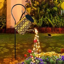 Solar Watering Cans Star Shower Garden Art LED String Lights Outdoor Metal Water
