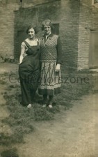 1940's woman with grandmother dungarees possible Land Girl 5.25 x 3.25 inches 
