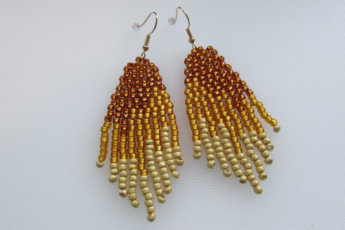 Seed bead fringe earrings - fringe,