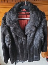 Women's Vintage Faux Fur Jacket Black Size XL. Good Condition