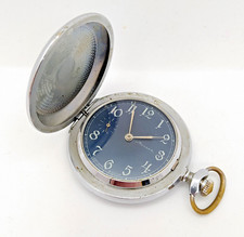 VINTAGE Pocket Watch MOLNIJA 3602 SOVIET russian USSR - BEST BLUE DIAL