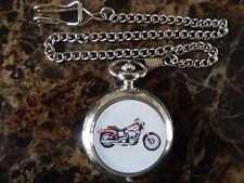 HARLEY DAVIDSON MOTORCYCLE CHROME POCKET WATCH WITH CHAIN 7