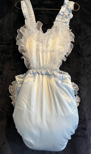 Baby blue satin heart bibbed - satin,