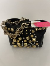 Versace x H&M Chain Pouch,Black leather & Gold chain,  Studded Mini Purse