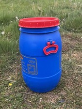 1 x 35kg / 40kg Used Blue Food Grade Plastic Barrel Feeder Water Butt Bait