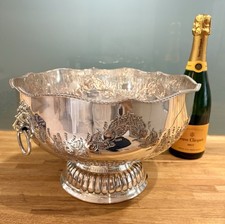Vintage English Silver on Copper Lion-Handled Punch Bowl – Regency Revival 1950s