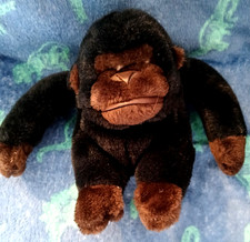 Vintage Rav Black & Brown Monkey Chimp Gorilla Soft Toy Plush Retro 7 Inch