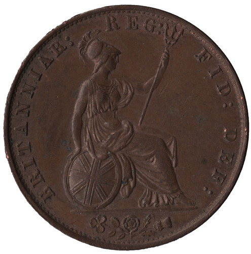 1857 british half penny coin - half,