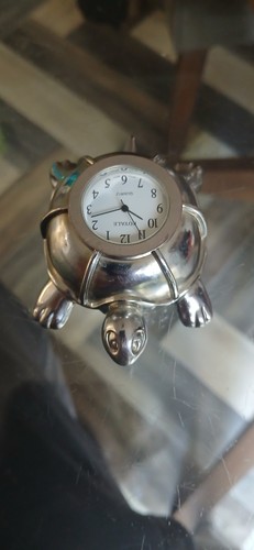 Tortoise brass table clock - tortoise,