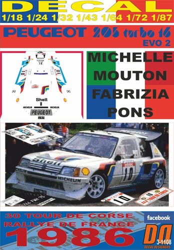 Decal peugeot 205 t16 - decal,
