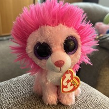 BNWT Ty Beanie Boos Fluffy the Pink Lion Sparkle Eyes 6" NEW Tagged