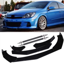 Glossy Black Front Bumper Lip Spoiler Splitter+Strut Rods For Vauxhall Astra VXR