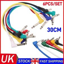6 x Guitar Patch Leads/Cables 30cm Multi Coloured For Effects Pedals Pack Of 6