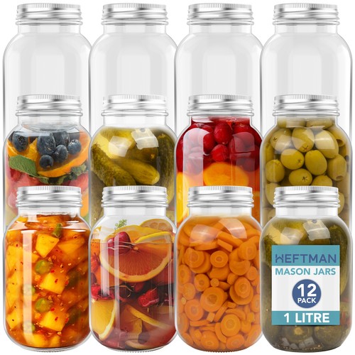 Heftman glass mason jars - &, lid