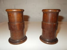 Pair 19th Centuary Turned English Oak Treen Mantlepiece Spill Vases / Holders.