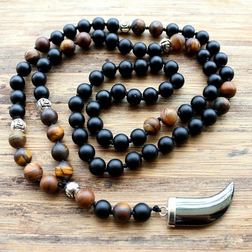 8mm tiger stone bead black - 8mm,