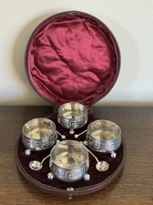 Antique Cased Set of 4 Salts &