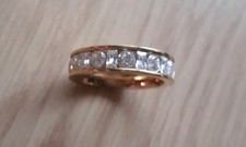 QVC Steel by Diamonique gold tone ring, Size P with box