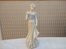 Vintage Lady Figurine Woolbro Elegant Floral Dress Ceramic Figurine Ornament