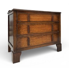 VINTAGE ANTIQUE OAK CHEST OF 3