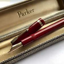 PARKER MAXIMA DUOFOLD 14K GOLD NIB FOUNTAIN PEN SERVICED BOXED SUPERB