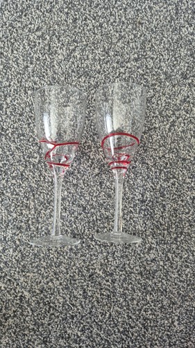 Wine glass red ribbin swirl - wine,