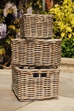 Kubu Wicker Handmade Basket Rectangular Deep Storage Home Logs Various Sizes