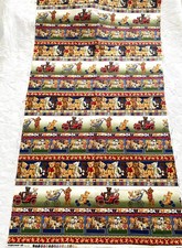 Makower UK Bears Stripe 3821 Cotton Fabric Panel 112x59cm Vintage Teddy Design