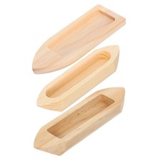 3 Pcs Miniature Wood Canoe