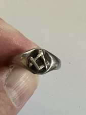 Antique Handmade Masonic Arts and Crafts Ring - Hallmarked Silver