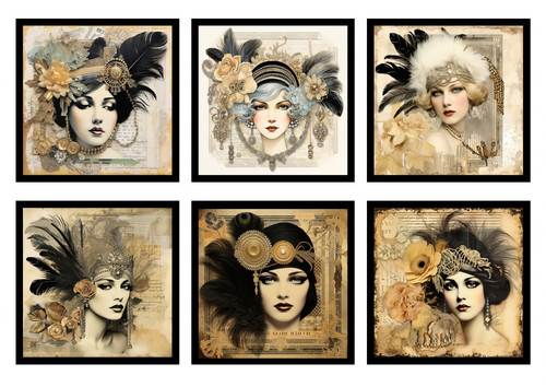 1920 flapper girl card - girl,