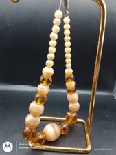 Biege And Brown Glass Beads Necklace