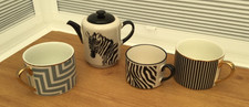 Next Zebra teapot and cup for one PLUS 2 x H&M Home labyrinth / striped cups