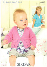 Sirdar 4446 Snuggly DK Baby & Girls Cardigans Knitting Pattern – Long or Short 