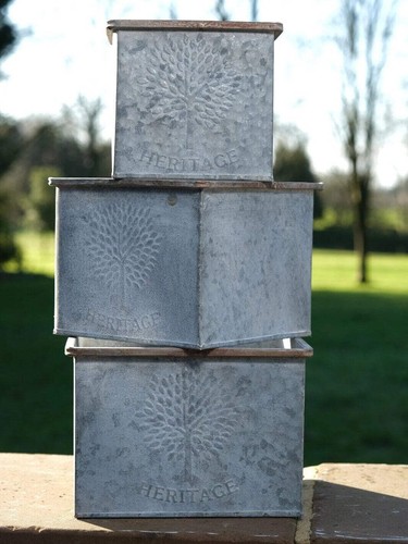 Square zinc planter plant - planter,