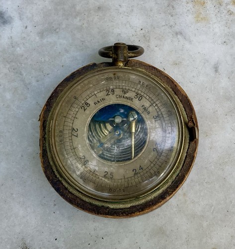 Vintage brass pocket barometer - vintage,