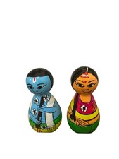 Radha krishna wooden dolls - wooden,