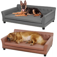 Leather Dog Sofa Elevated Pet Couch Bed Orthopedic Cushion for Medium Large Dogs