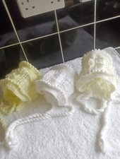 Set Of 3 Baby Girls Bonnets/ Hats 3/12 Months
