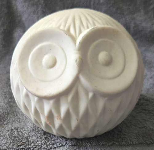 White ceramic owl figurine - white,