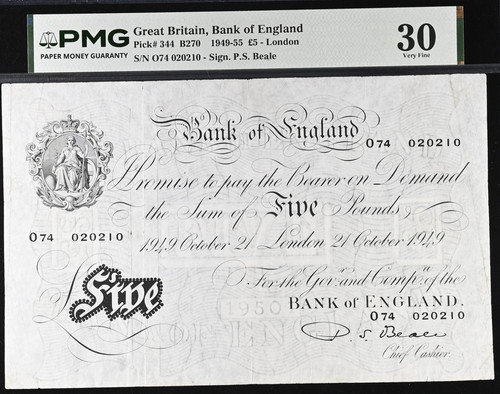 White five pound note - £5,