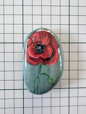 Hand painted rocks stones pebbles, Poppies Flowers