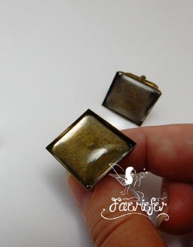 Pair square bronze plated - 1,
