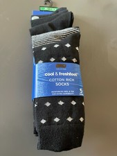 MARKS & SPENCERS Mens 5 Pack Cotton Rich Reinforced Socks - Size 10-12 Brand New